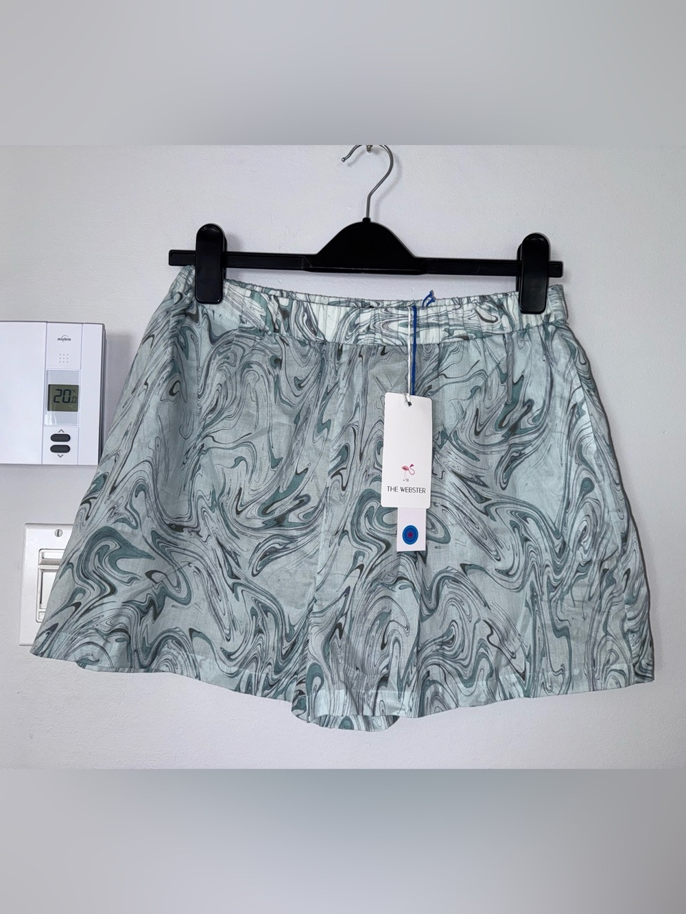 The Webster x LHD Mint Green Marble-Print Women’s Bermuda Shorts 100% Cotton